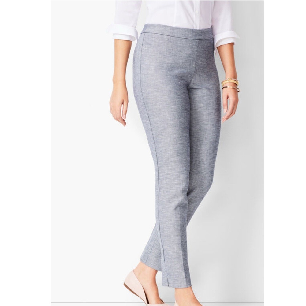 Talbots Chatham Ankle Blue Sharkskin Weave Women's Pants Size 14p
